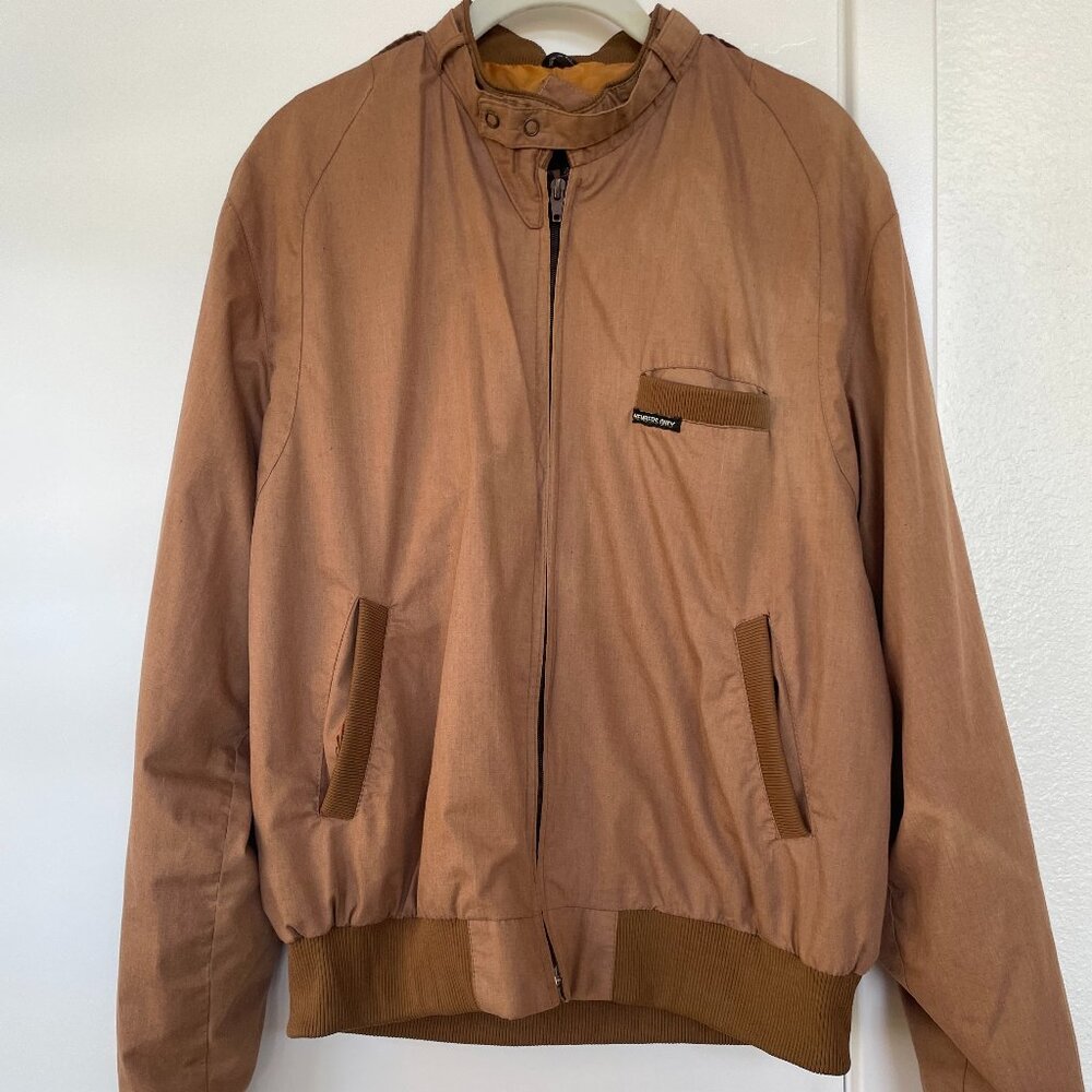 Members Only Bomber Jacket, Front Zip Closure, Tan, Brown,  Front‎ Pockets, 46